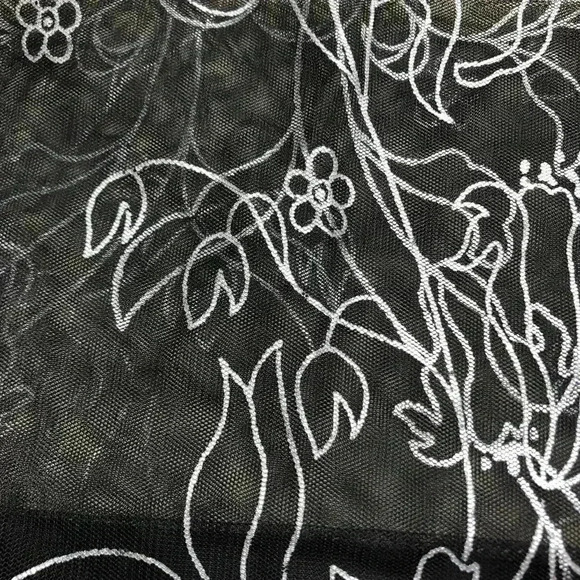 Wrap Scarf Sheer Floral Black & Silver - Picture 10 of 15